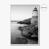Newport Black and White Fine Art Photo Print, Castle Hill Lighthouse Rhode Island Poster