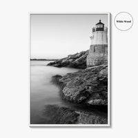 Newport Black and White Fine Art Photo Print, Castle Hill Lighthouse Rhode Island Poster