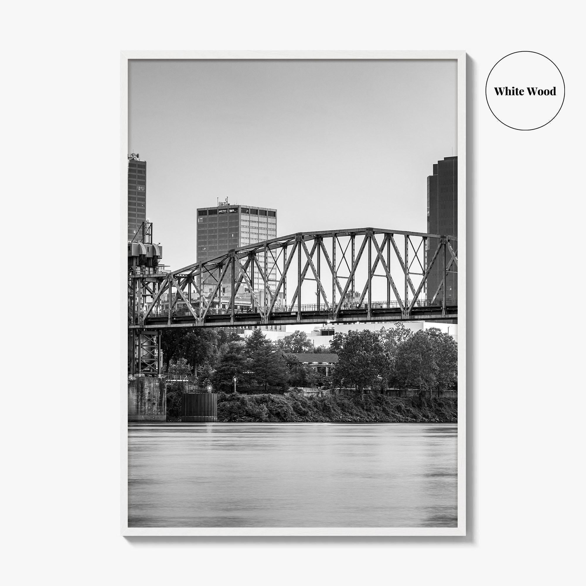 Little Rock Skyline Black and White Fine Art Photo Print, Arkansas Wall Poster, USA