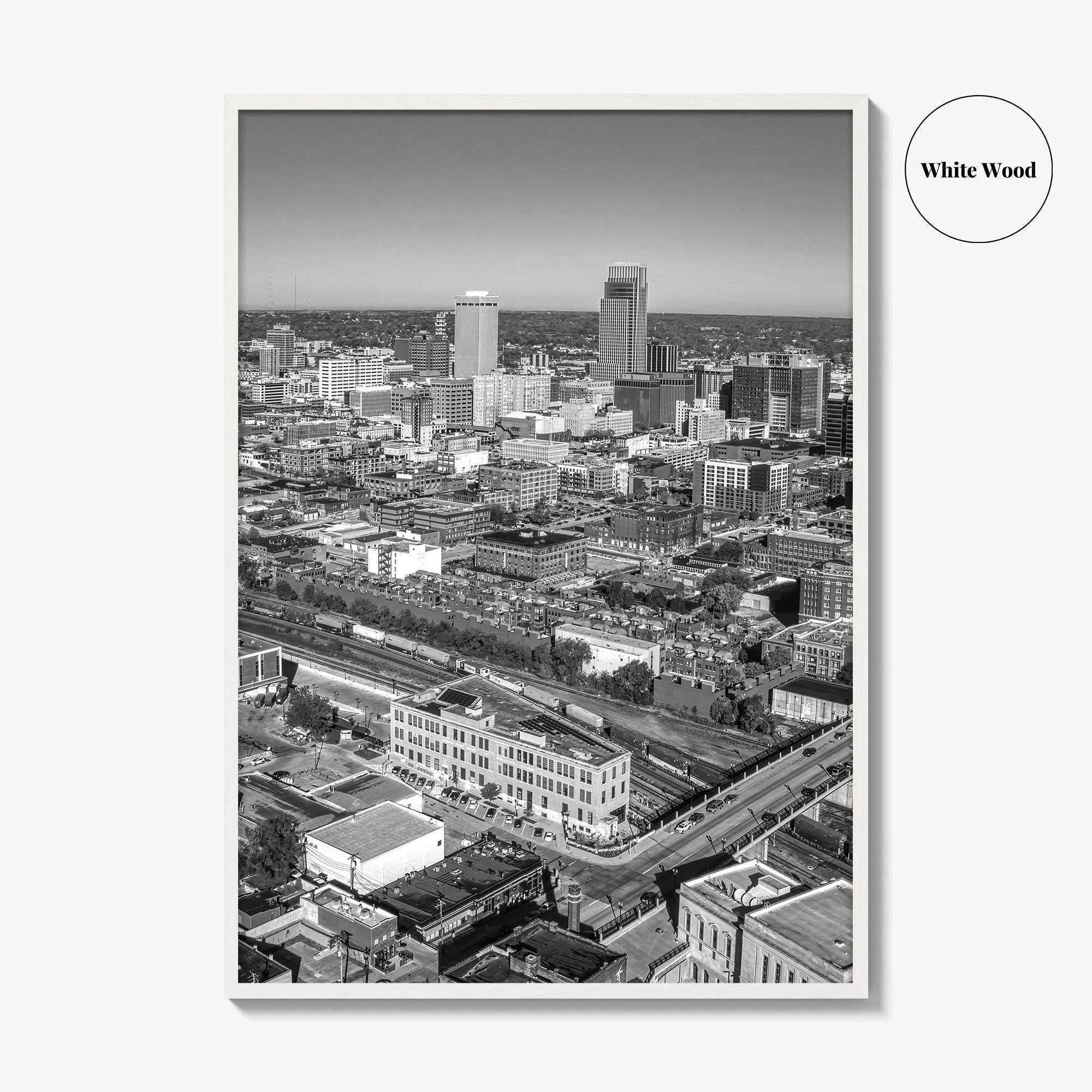 Omaha Skyline Black and White Fine Art Photo Print, Nebraska Downtown, USA Poster