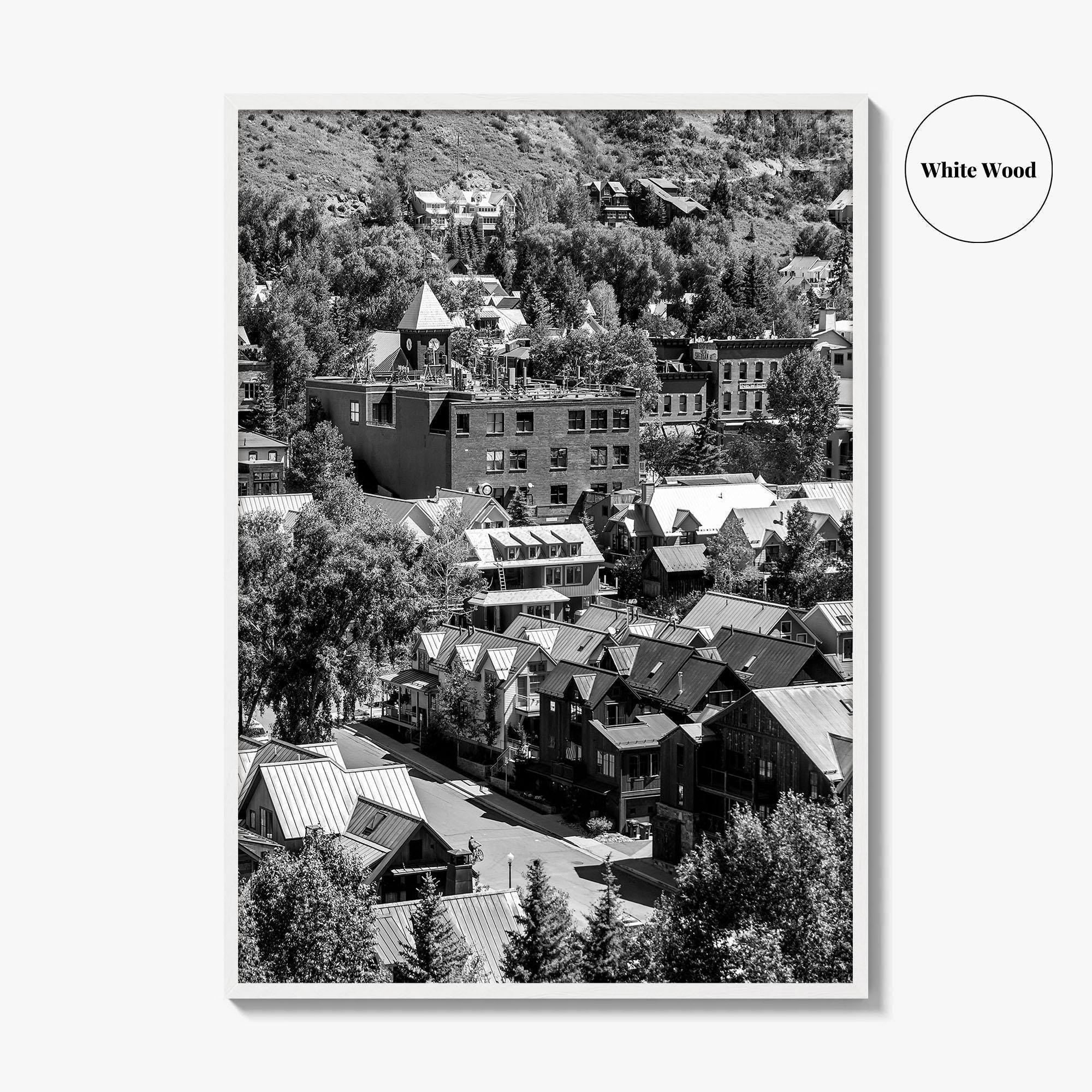 Telluride Black and White Fine Art Photo Print, Colorado Mountain Village Poster