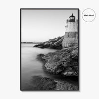 Newport Black and White Fine Art Photo Print, Castle Hill Lighthouse Rhode Island Poster