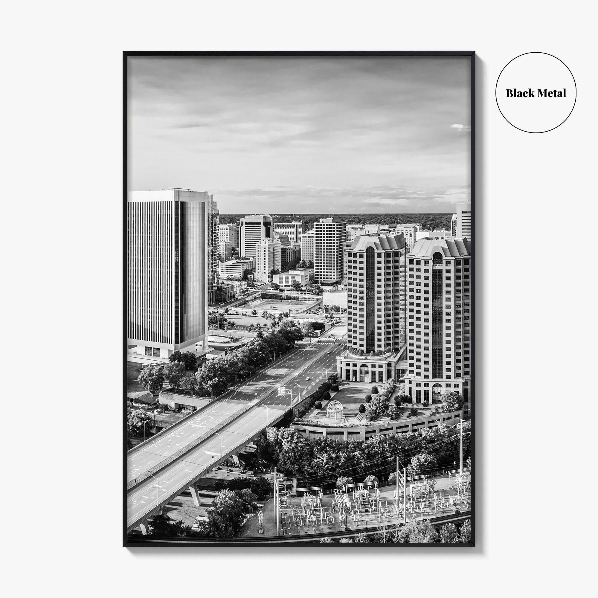 Richmond Skyline Black and White Fine Art Photo Print, Virginia, USA, James River, Poster