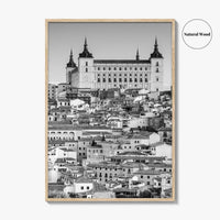 Toledo Spain Black and White Fine Art Photo Print, Alcazar Cityscape, Poster