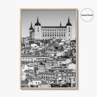 Toledo Spain Black and White Fine Art Photo Print, Alcazar Cityscape, Poster