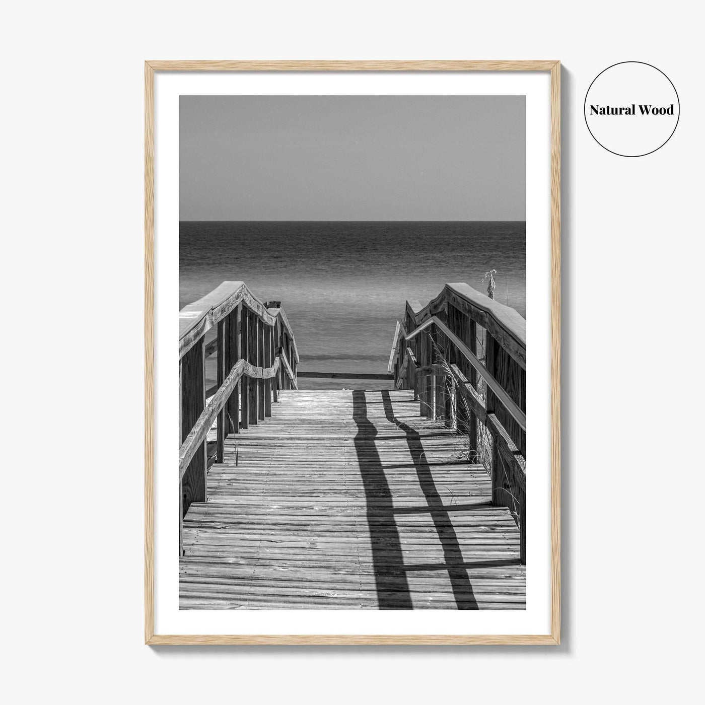 Pensacola Beach Black and White Fine Art Photo Print, Boardwalk Florida Poster