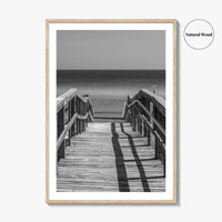 Pensacola Beach Black and White Fine Art Photo Print, Boardwalk Florida Poster