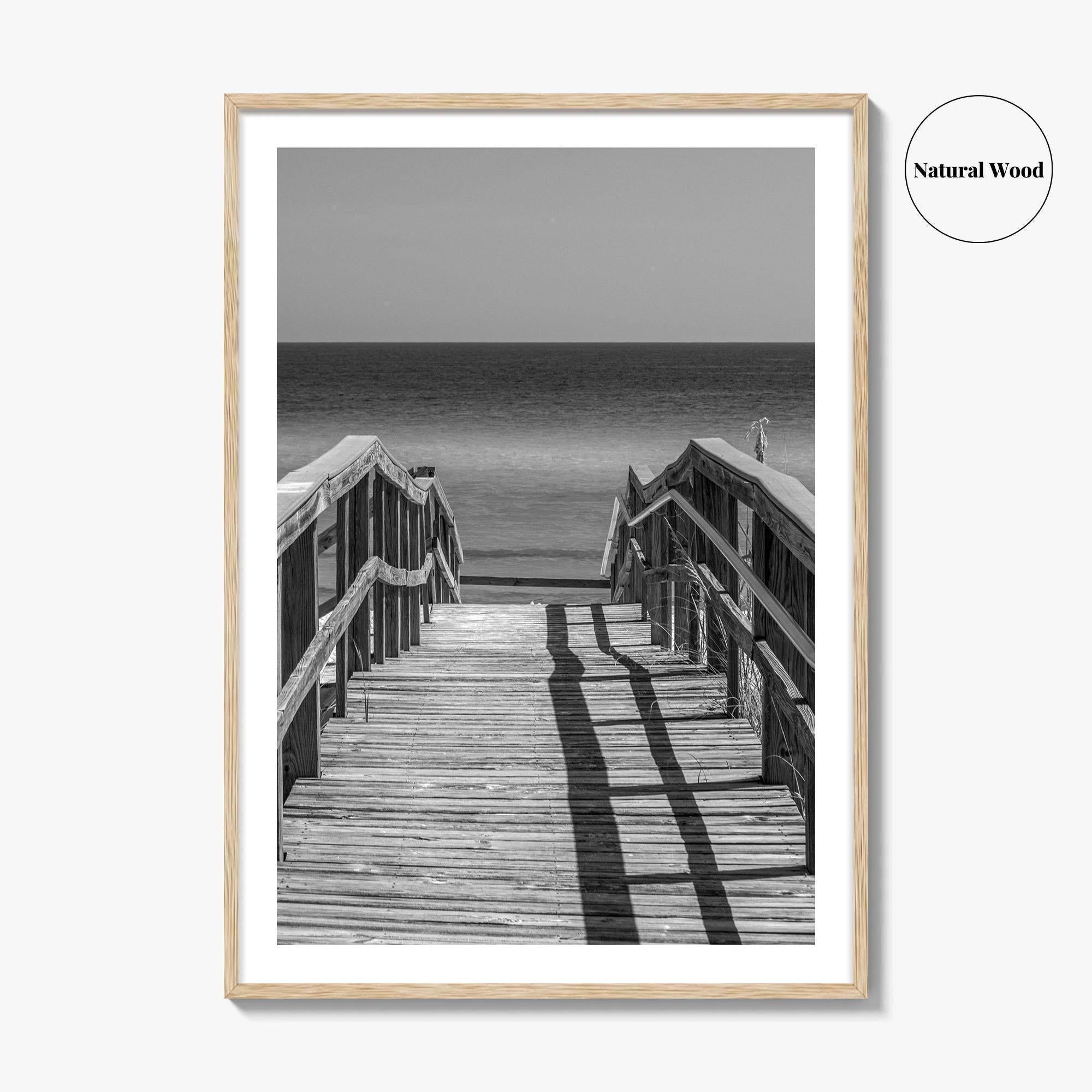 Pensacola Beach Black and White Fine Art Photo Print, Boardwalk Florida Poster