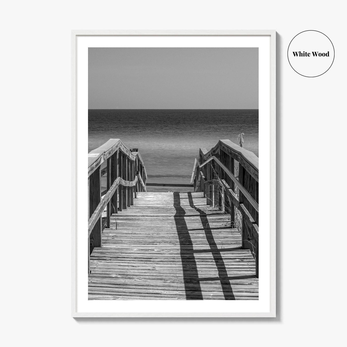 Pensacola Beach Black and White Fine Art Photo Print, Boardwalk Florida Poster