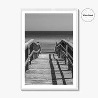 Pensacola Beach Black and White Fine Art Photo Print, Boardwalk Florida Poster