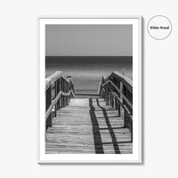 Pensacola Beach Black and White Fine Art Photo Print, Boardwalk Florida Poster