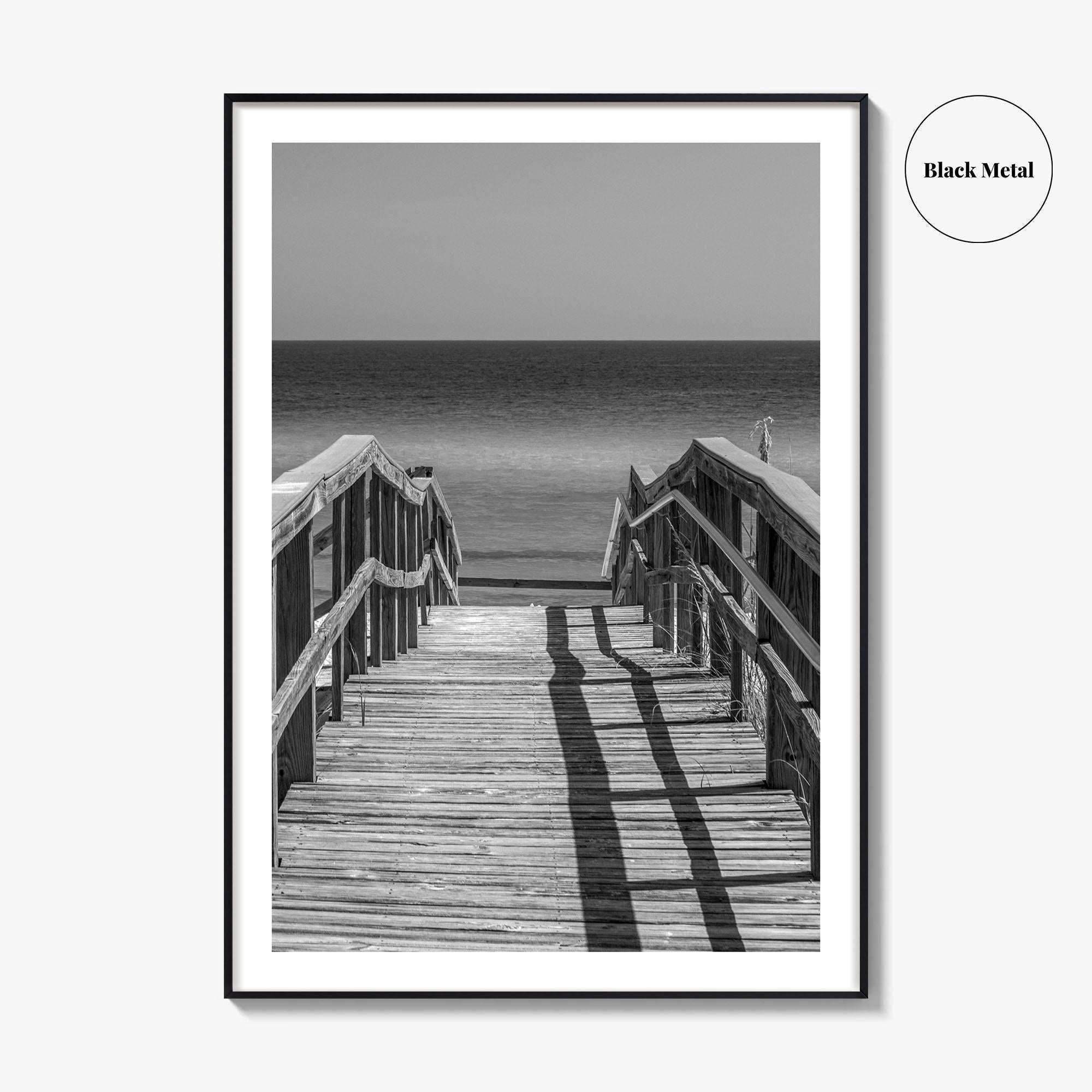 Pensacola Beach Black and White Fine Art Photo Print, Boardwalk Florida Poster