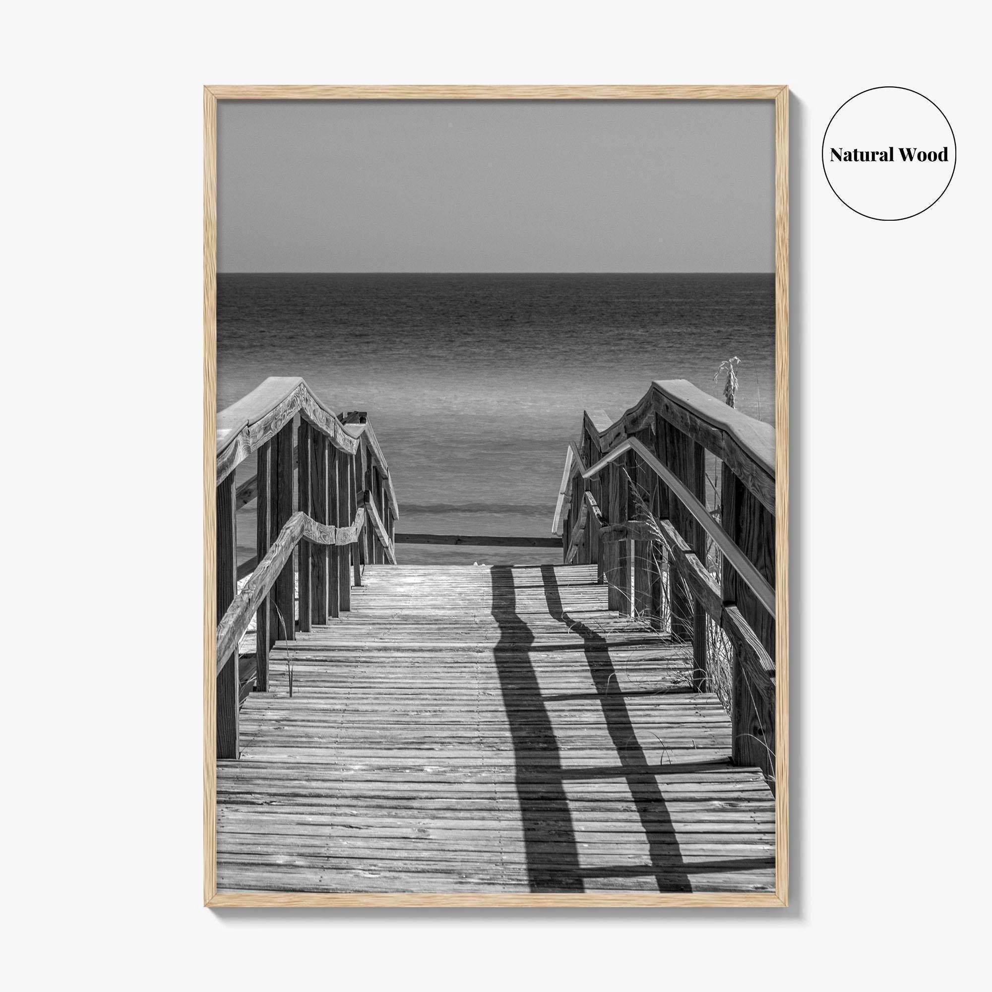 Pensacola Beach Black and White Fine Art Photo Print, Boardwalk Florida Poster