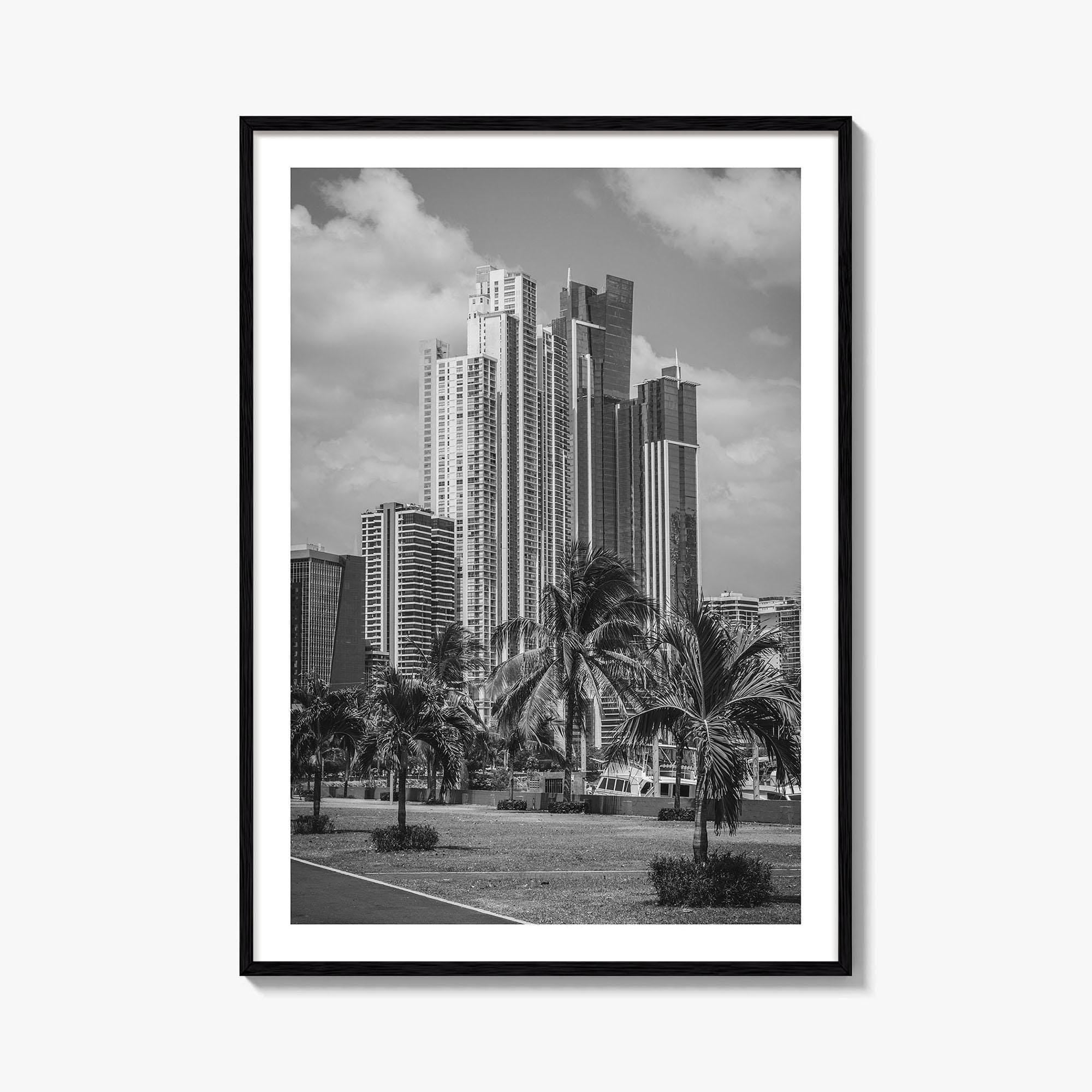 Panama City Skyline Black and White Fine Art Photo Print, Panama Wall Poster