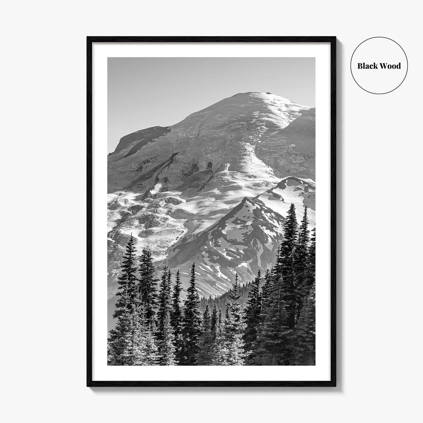 Mount Rainier Black and White Fine Art Photo Print, Sunrise Point, Washington, Pacific Northwest