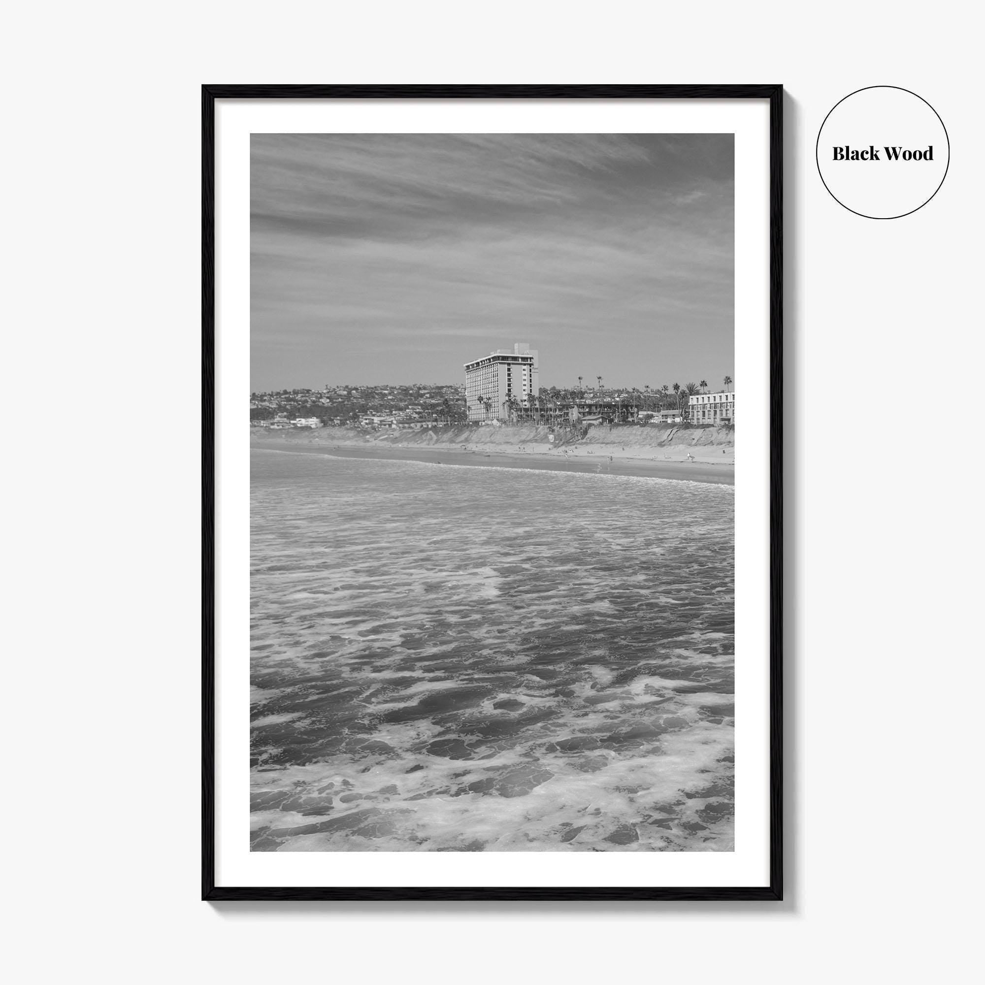 Pacific Beach Black and White Fine Art Photo Print, San Diego Pier California Poster