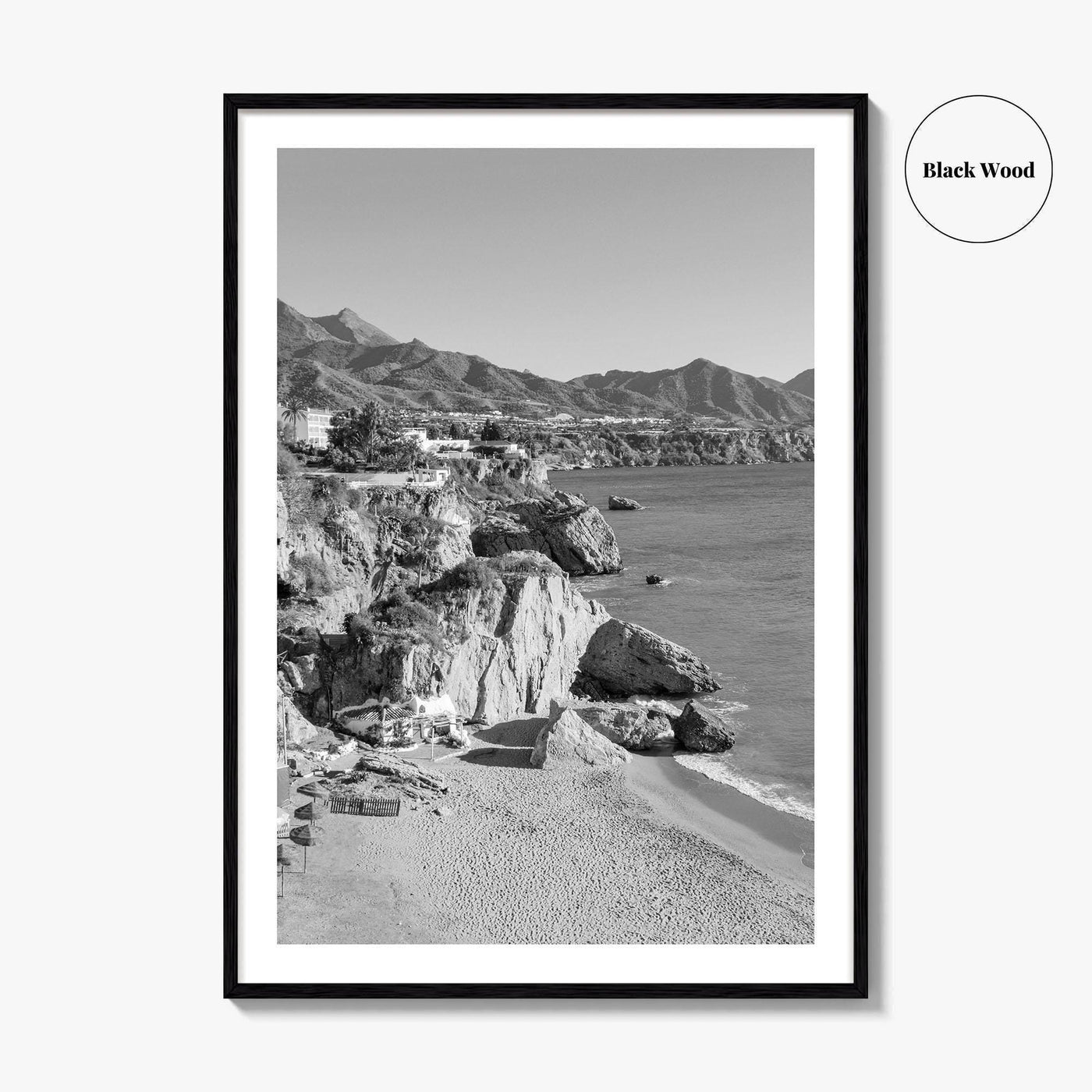 Nerja Black and White Fine Art Photo Print, Costa del Sol Spain Poster