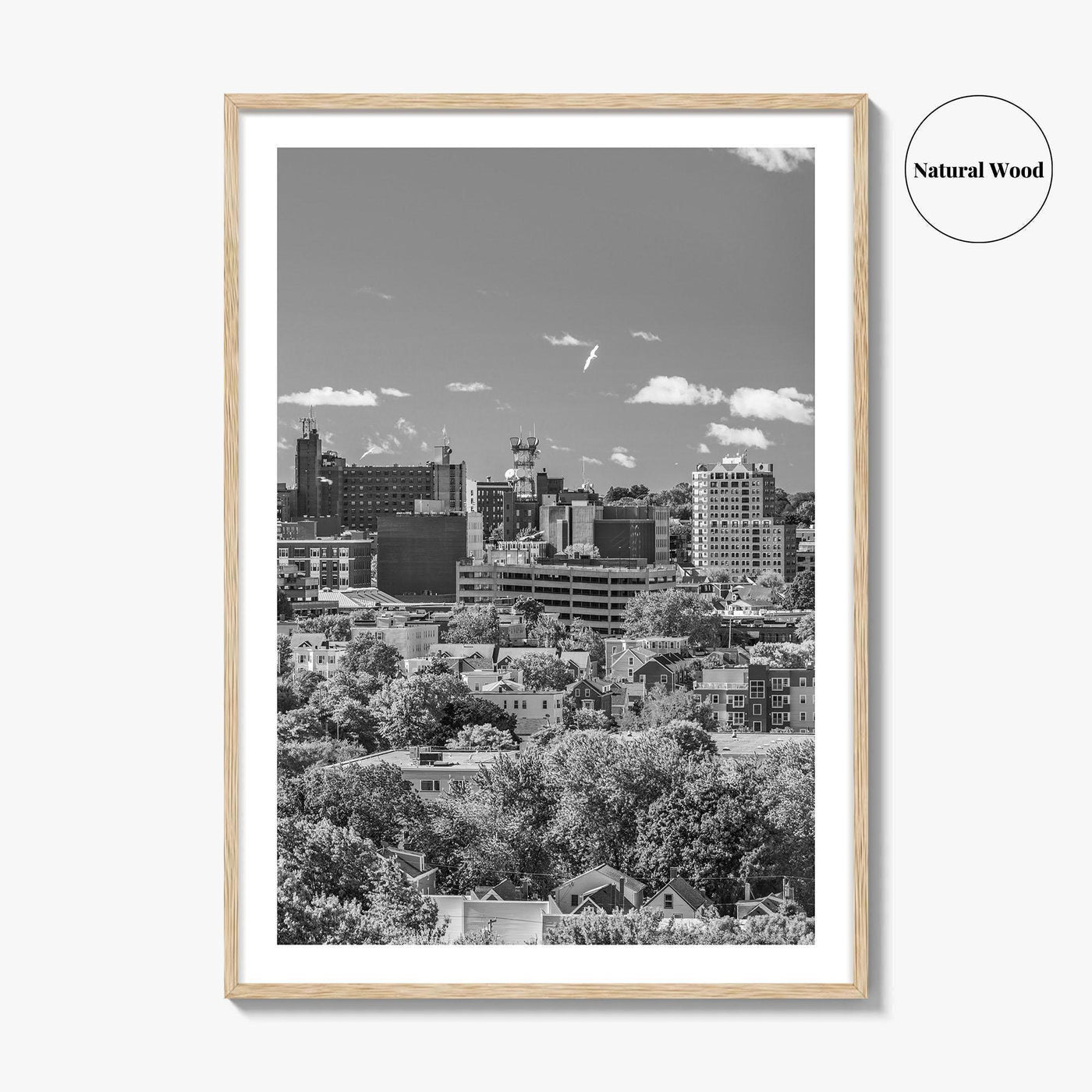 Portland Maine Skyline Black and White Fine Art Photo Print, Downtown, USA Poster