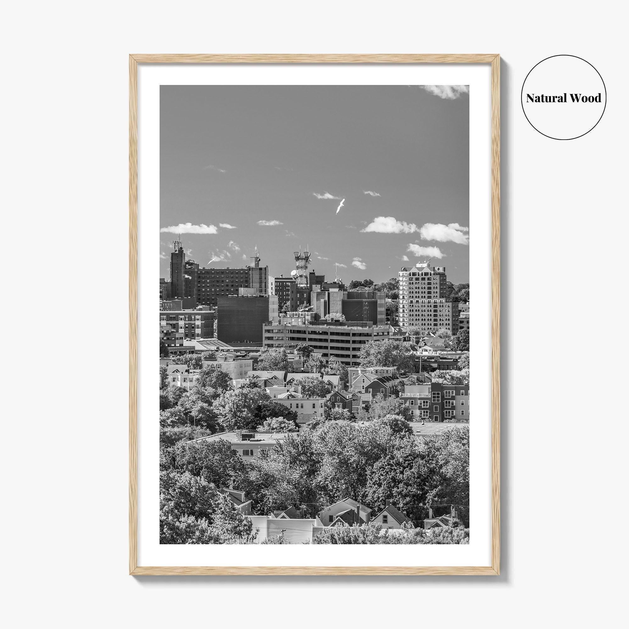 Portland Maine Skyline Black and White Fine Art Photo Print, Downtown, USA Poster