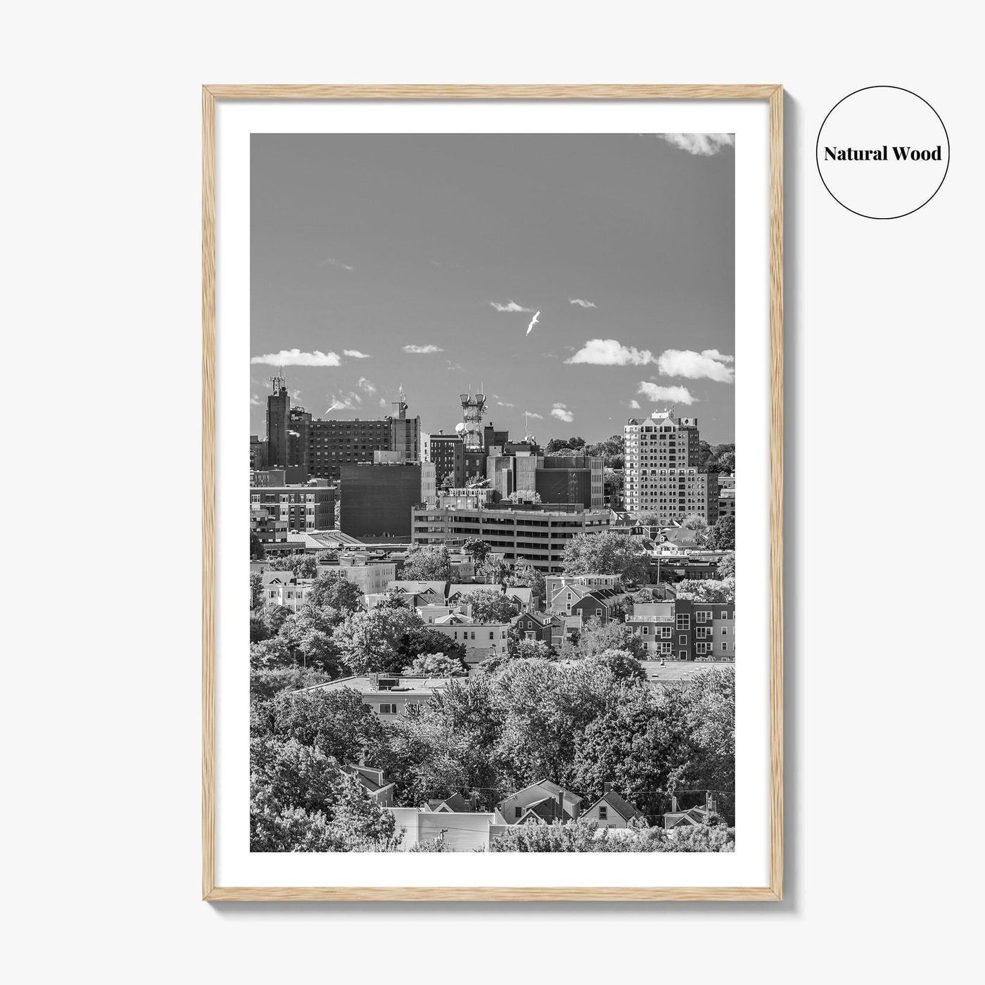 Portland Maine Skyline Black and White Fine Art Photo Print, Downtown, USA Poster