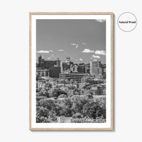 Portland Maine Skyline Black and White Fine Art Photo Print, Downtown, USA Poster