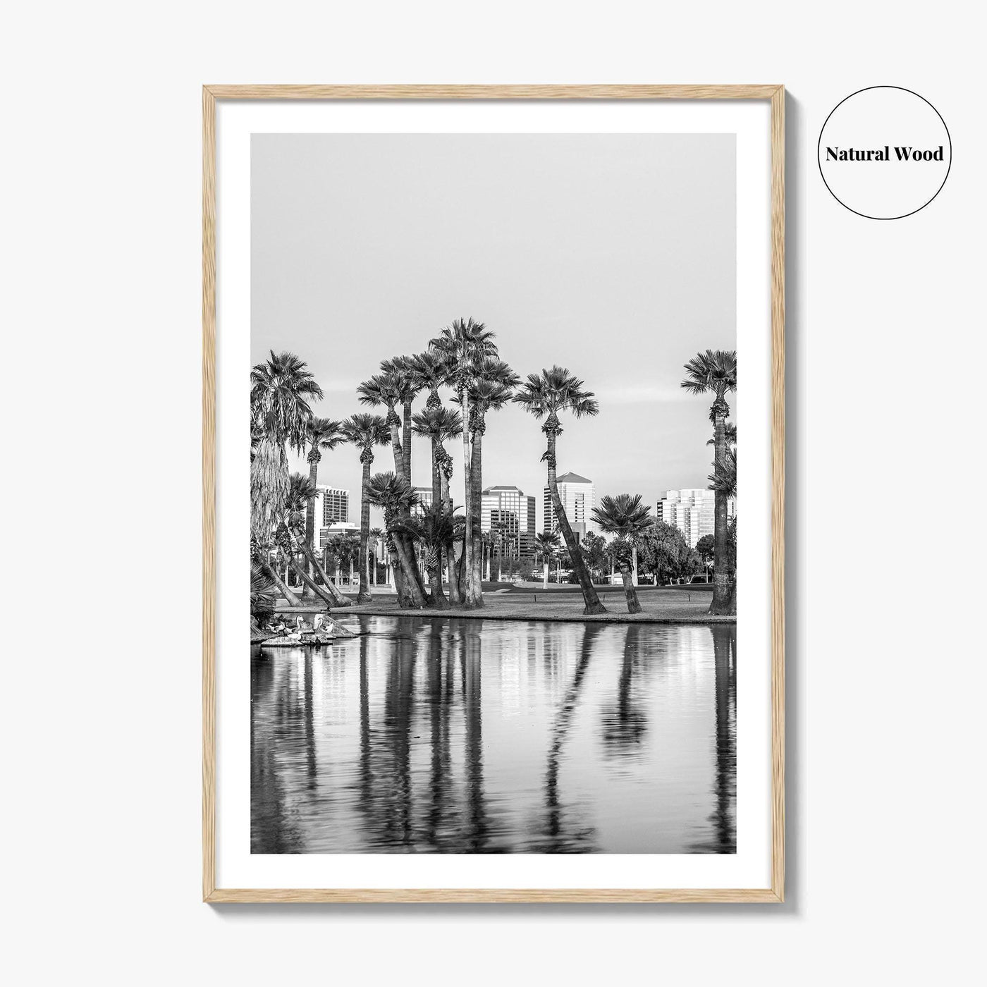 Phoenix Skyline Black and White Fine Art Photo Print, Encanto Park Arizona Poster