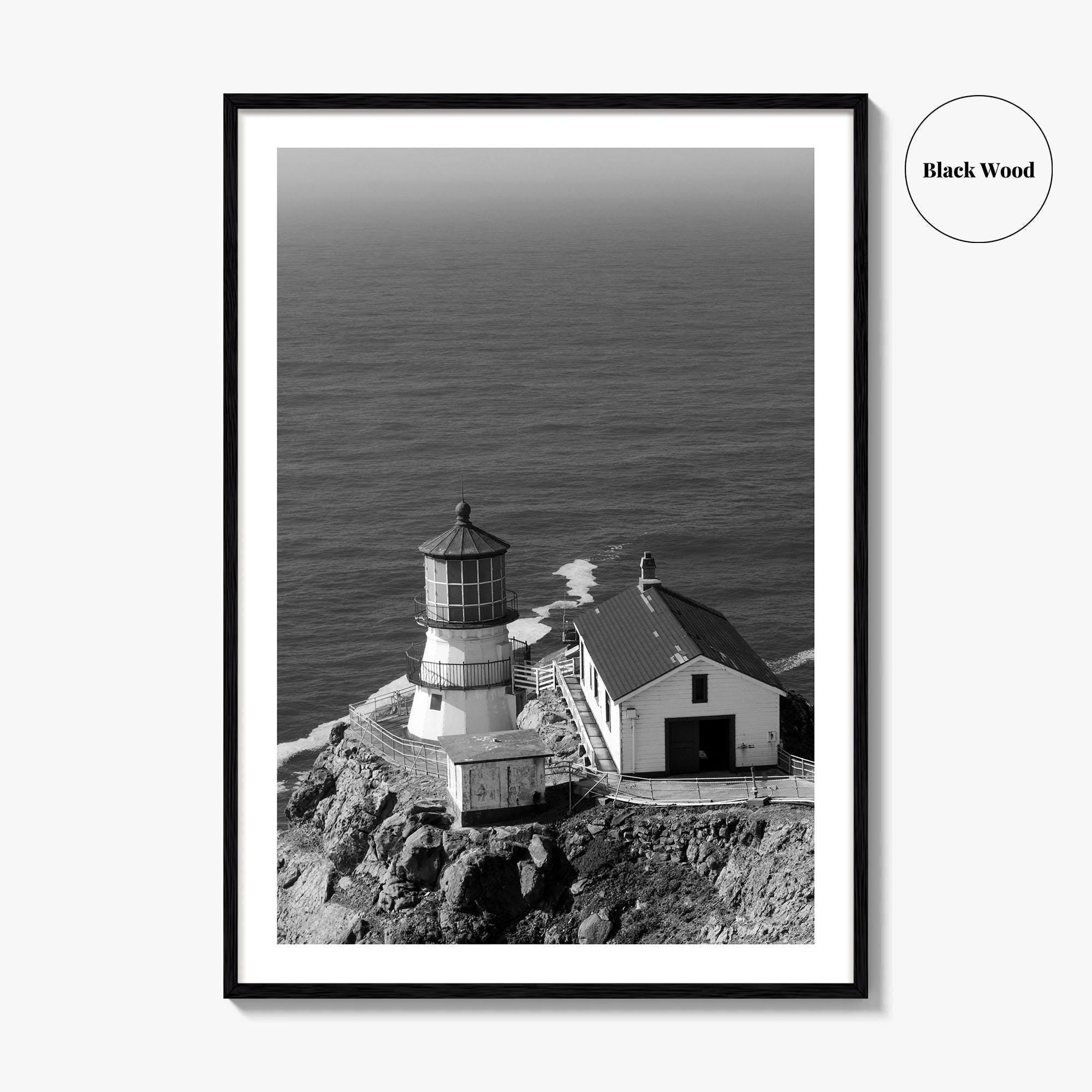 Point Reyes Lighthouse Black and White Fine Art Photo Print, California Coast Poster