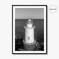 Sakonnet Point Black and White Fine Art Photo Print, Rhode Island Lighthouse Poster