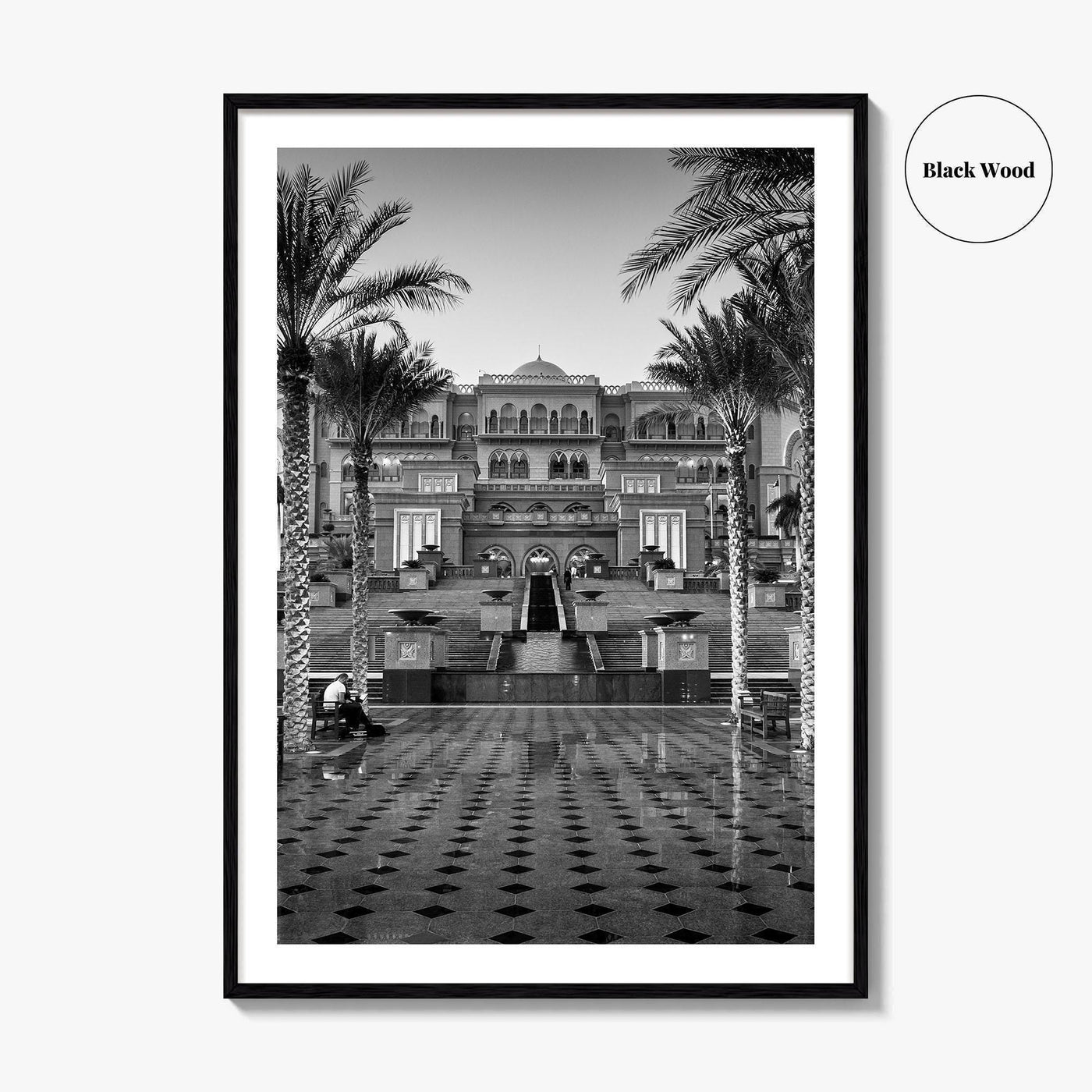 Abu Dhabi Black and White Fine Art Photo Print, Emirates Palace, UAE Poster
