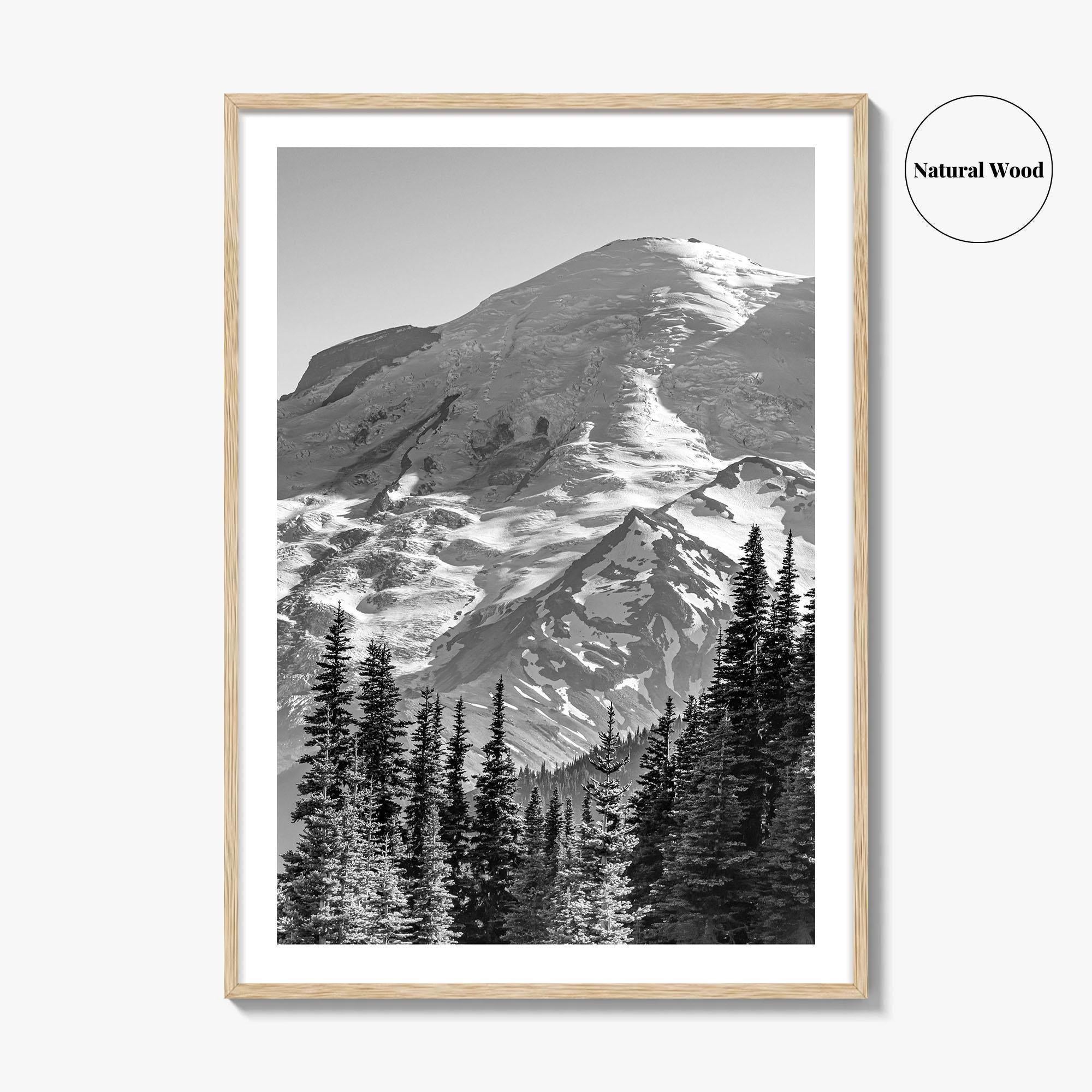 Mount Rainier Black and White Fine Art Photo Print, Sunrise Point, Washington, Pacific Northwest