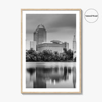 Springfield Massachusetts Skyline Black and White Fine Art Photo Print, Wall Decor Poster, USA