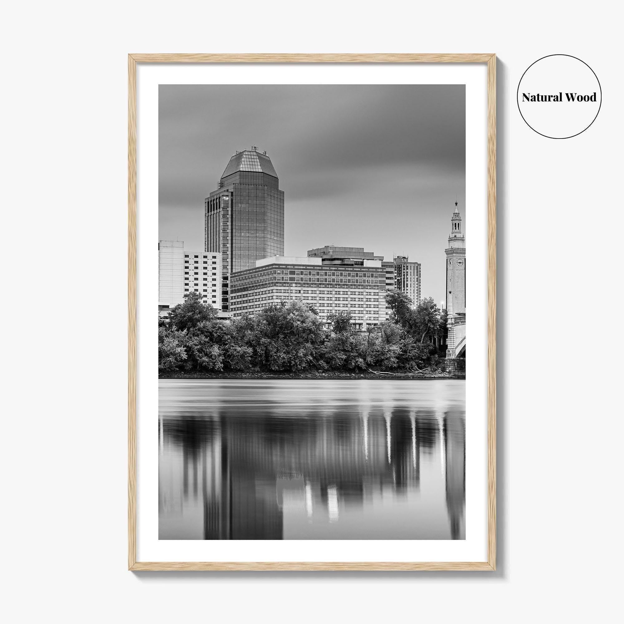 Springfield Massachusetts Skyline Black and White Fine Art Photo Print, Wall Decor Poster, USA