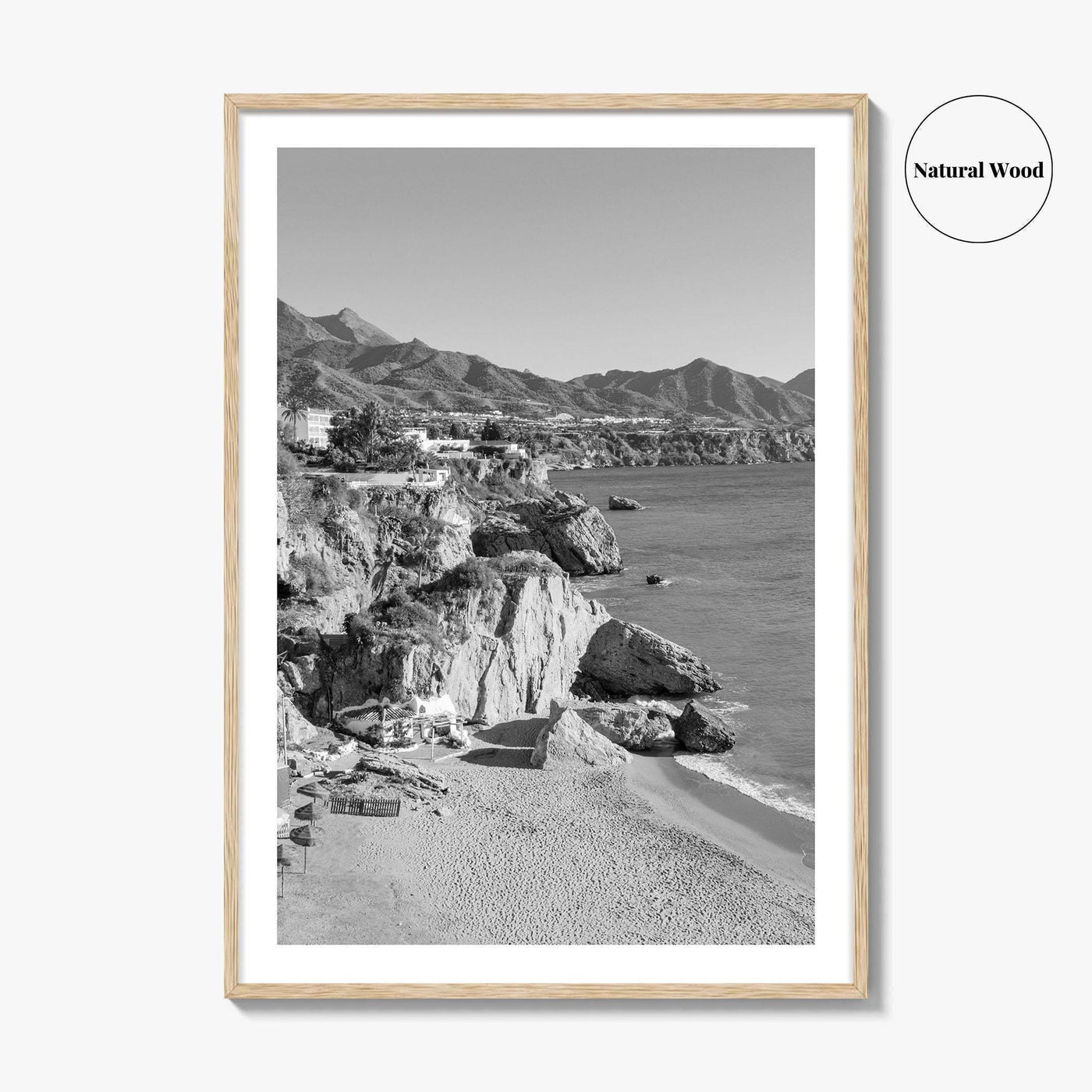 Nerja Black and White Fine Art Photo Print, Costa del Sol Spain Poster