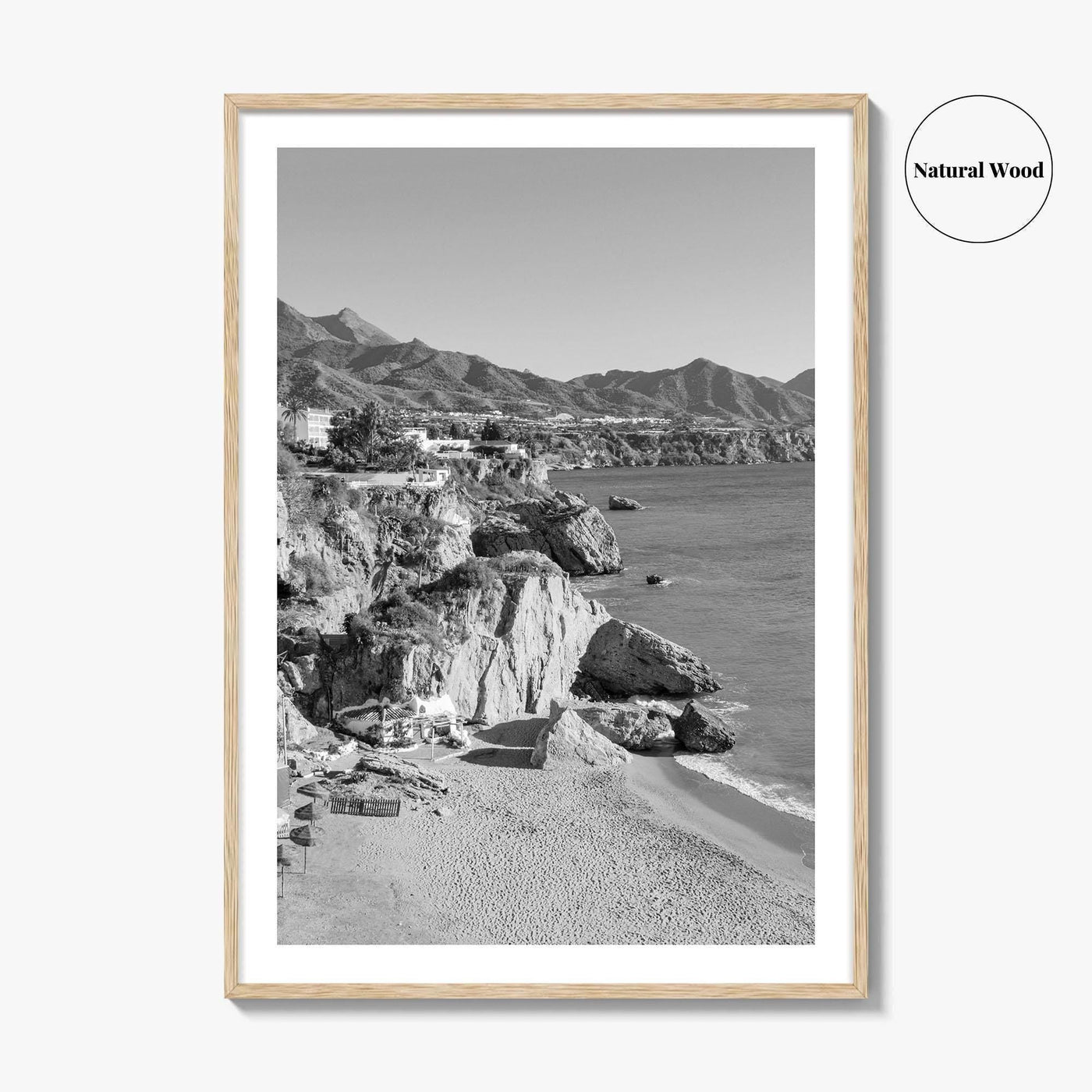 Nerja Black and White Fine Art Photo Print, Costa del Sol Spain Poster
