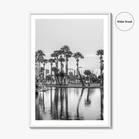 Phoenix Skyline Black and White Fine Art Photo Print, Encanto Park Arizona Poster