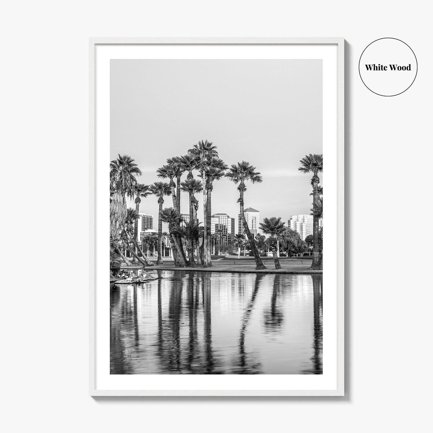 Phoenix Skyline Black and White Fine Art Photo Print, Encanto Park Arizona Poster