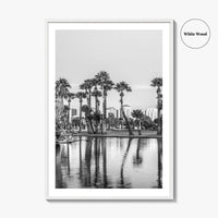 Phoenix Skyline Black and White Fine Art Photo Print, Encanto Park Arizona Poster
