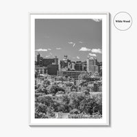 Portland Maine Skyline Black and White Fine Art Photo Print, Downtown, USA Poster