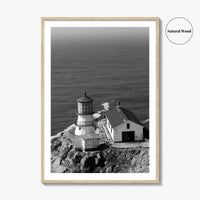 Point Reyes Lighthouse Black and White Fine Art Photo Print, California Coast Poster
