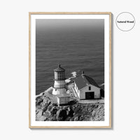 Point Reyes Lighthouse Black and White Fine Art Photo Print, California Coast Poster