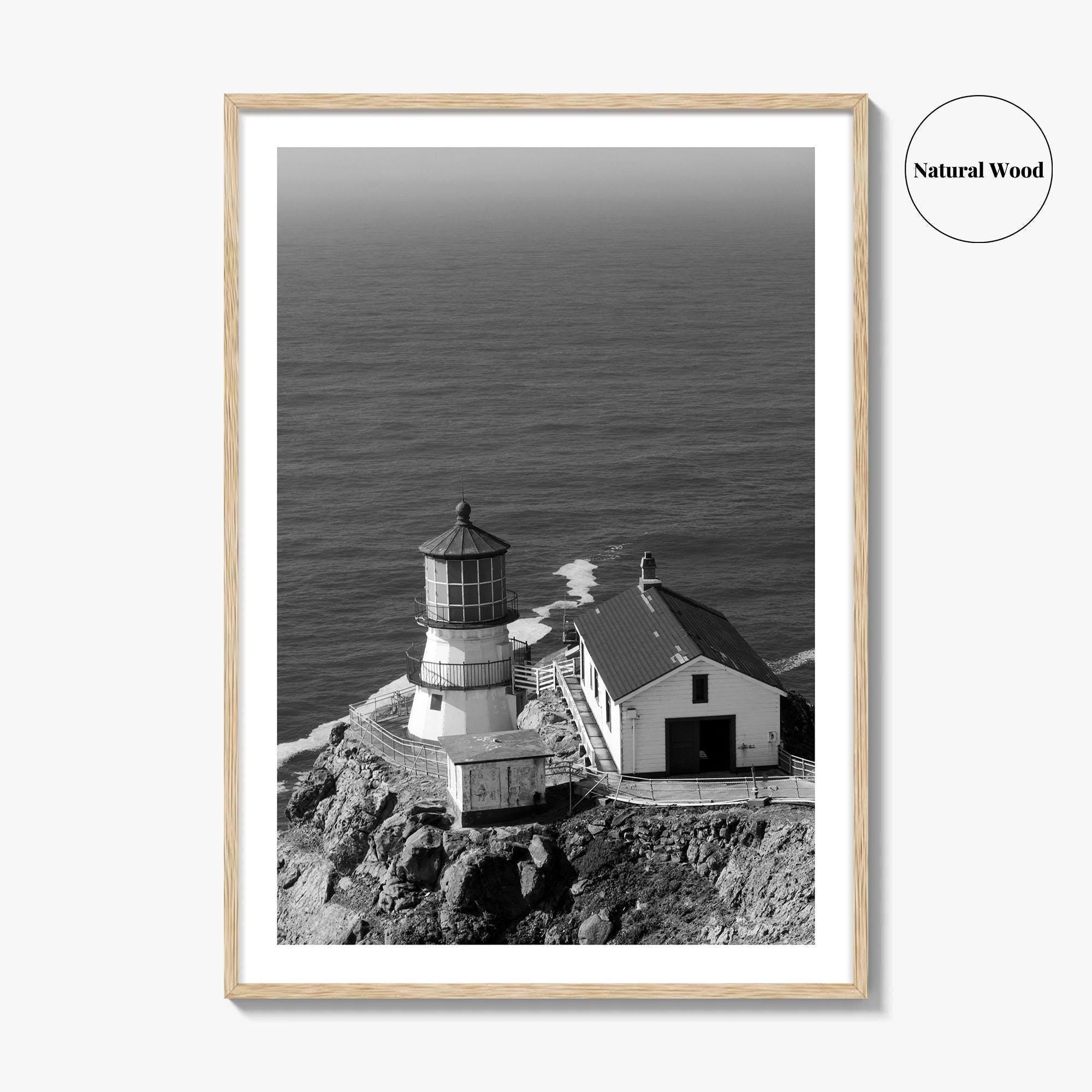 Point Reyes Lighthouse Black and White Fine Art Photo Print, California Coast Poster