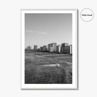 Virginia Beach Skyline Black and White Fine Art Photo Print, Oceanfront USA Wall Decor