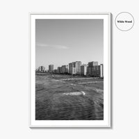 Virginia Beach Skyline Black and White Fine Art Photo Print, Oceanfront USA Wall Decor