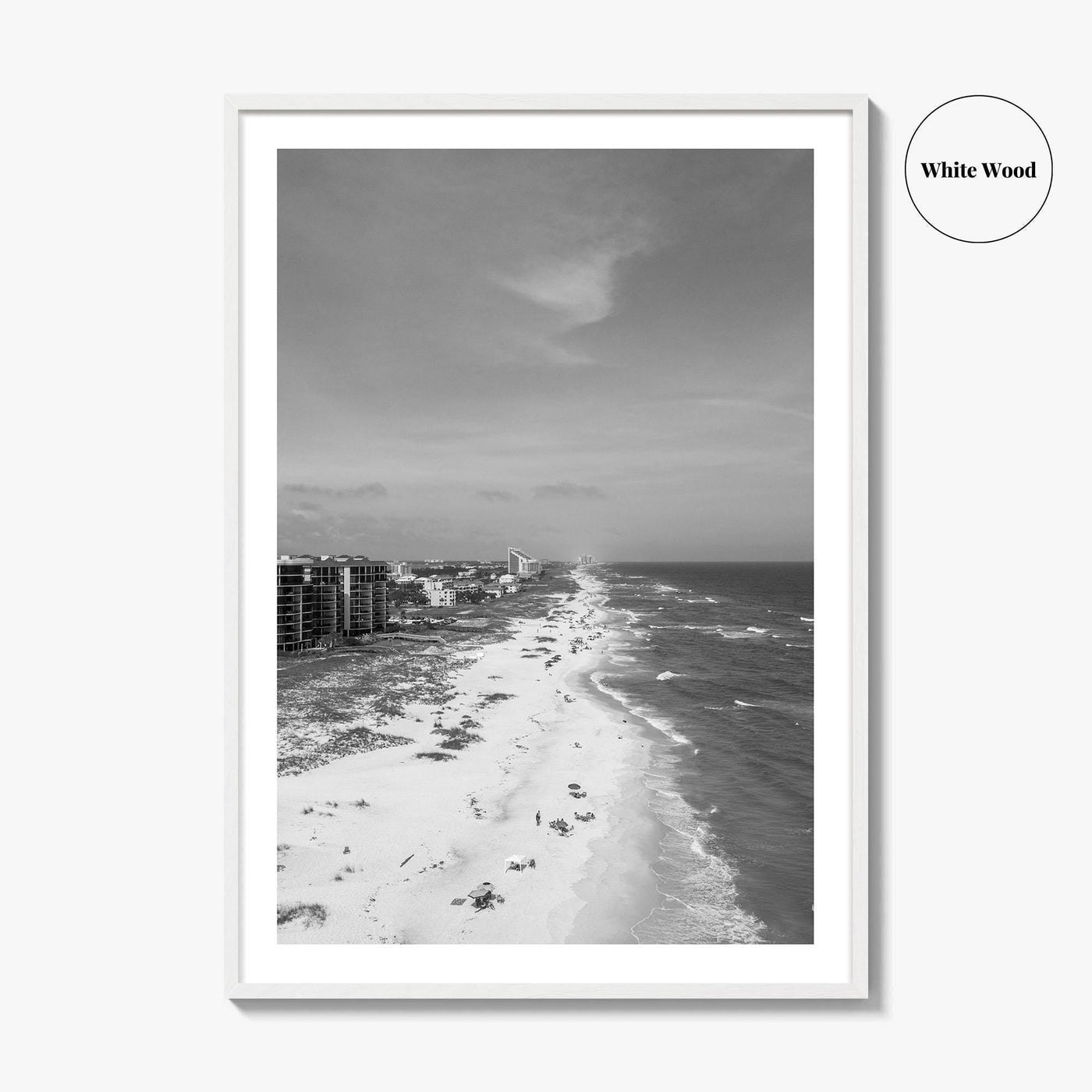 Pensacola Black and White Fine Art Photo Print, Perdido Key Beach Florida, Aerial Poster