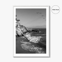 Southern California Black and White Fine Art Photo Print, Coastline Poster