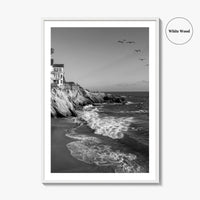 Southern California Black and White Fine Art Photo Print, Coastline Poster