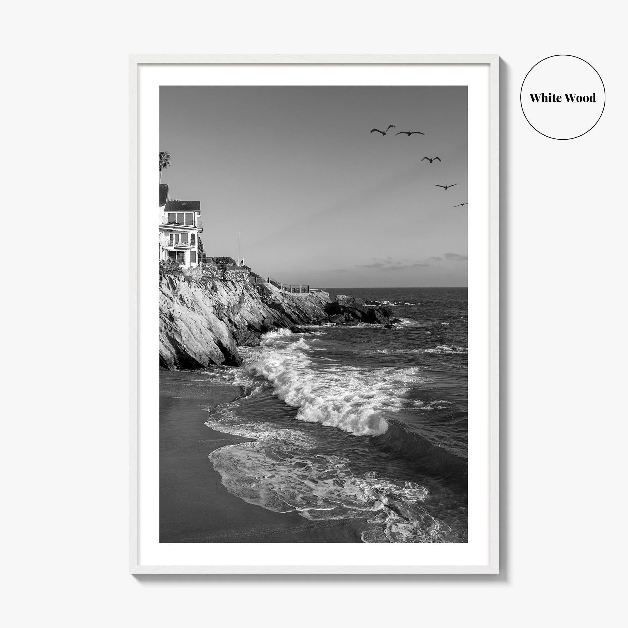 Southern California Black and White Fine Art Photo Print, Coastline Poster