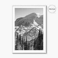 Mount Rainier Black and White Fine Art Photo Print, Sunrise Point, Washington, Pacific Northwest