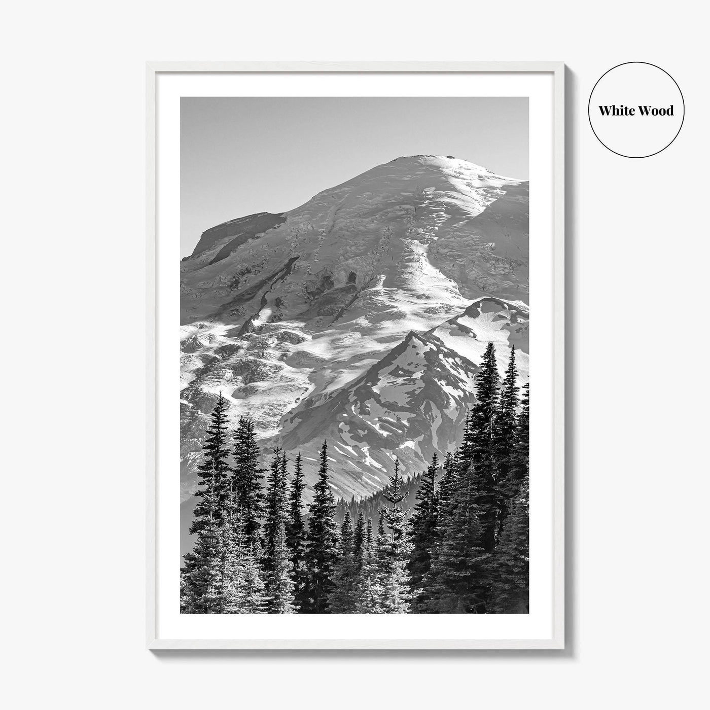 Mount Rainier Black and White Fine Art Photo Print, Sunrise Point, Washington, Pacific Northwest