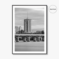 Tulsa Skyline Black and White Fine Art Photo Print, Oklahoma, USA Wall Decor Poster